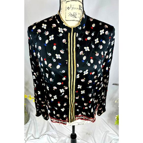 Zadig & Voltaire Vendrix Floral-Print Open-Front Jacket 38 (M) Black Multi - Picture 9 of 16